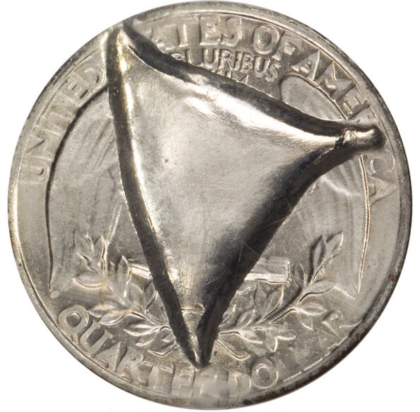 1938 Washington quarter strike-through grease error showing missing or flat design elements in motto area